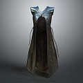 Dark Colored Sleeveless Dress With Unique Pleated Design And Tied Strings