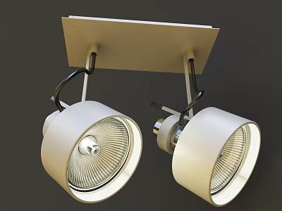 Modern White Double Head Recessed Spotlights With Sleek Design For Ceiling Lighting 3d model