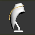 Gold Necklace With Chain Link Design Round Pendant On White Mannequin Transparent Base