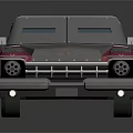 Vintage Red And White Car With Chrome Grille Illuminated Headlights Classic Design