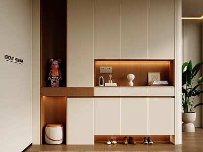 Entryway Cabinet With Side Cabinet Modern Design LED Lighting And Decorative Storage Items 3d model
