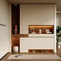 Entryway Cabinet With Side Cabinet Modern Design LED Lighting And Decorative Storage Items