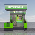 Modern Milk Tea Shop Storefront with Green Design Healthy Lemon Tea and Plants