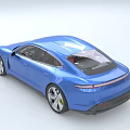 Modern Blue Sports Car With Sleek Body Red Interior Alloy Wheels And Aerodynamic Design