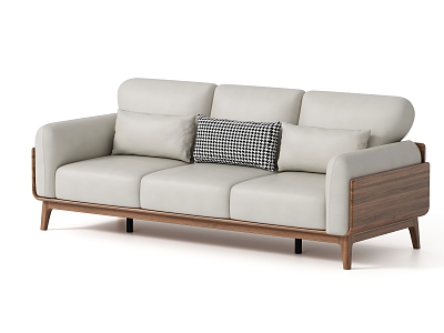 Nordic Living Room Three-Seat Sofa 3d model