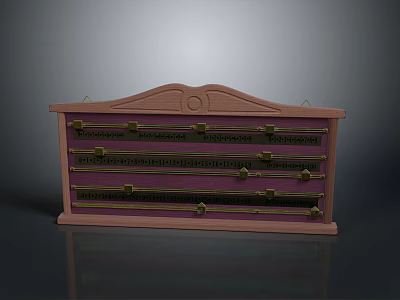 Wooden Storage Equipment With Pink Panels Multiple Compartments And Metal Fasteners 3d model