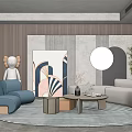 Modern sofa coffee table combination 3d model