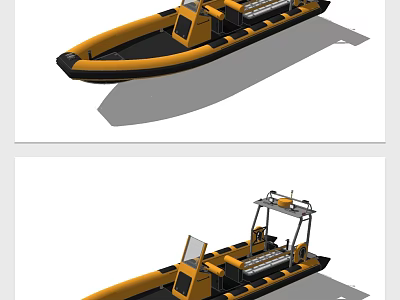 3D Model Of Yellow And Black Yachts With Different Designs 3d model