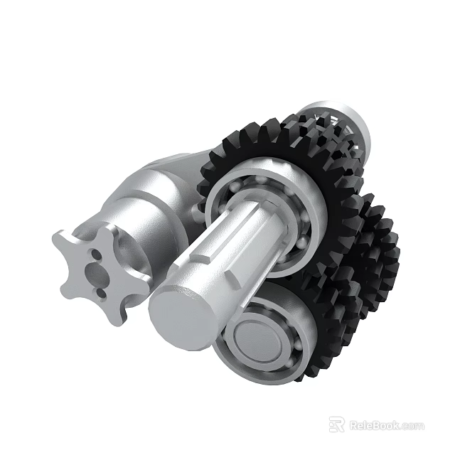 3D Rendering Of Mechanical Components With Gears And Shafts 3d model 