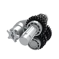 3D Rendering Of Mechanical Components With Gears And Shafts