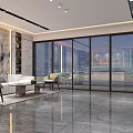 Elegant Modern Hotel Lobby Interior With Marble Walls Reception Desk Sofa And Staircase