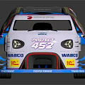 Blue and white modified race car with Project 452 WASCO NITTO logos and streamlined design