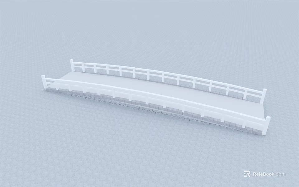 White Bridge Structure With Simple Railing And Modern Design Elements 3d model 