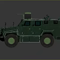 Green Military Armored Vehicle With Armored Structure Large Wheels And Top Mounted Weapon