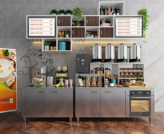 Modern workbench coffee milk tea shop work console 3d model