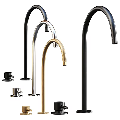 Modern Sleek Faucets In Black Gold Silver Colors With Contemporary Design For Kitchen And Bathroom 3d model