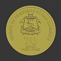 Gold Coin Sculpture Engraving With Intricate Design And 70th Anniversary Text