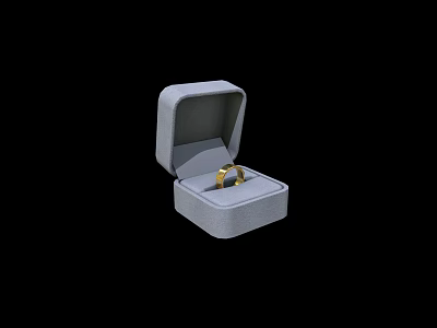 Gold Ring In Open Gray Jewelry Box For Luxury Jewelry Display And Gift 3d model