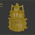 Ancient Terracotta Sculpture Carving Featuring Bird Decoration And Facial Details With Symmetric Design