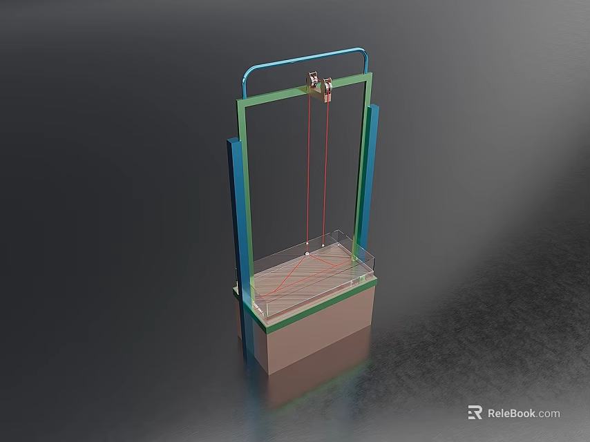 Modern Technology Exhibition Hall With Blue Green Frame Transparent Display Stand And Structure 3d model