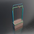 Modern Technology Exhibition Hall With Blue Green Frame Transparent Display Stand And Structure 3d model