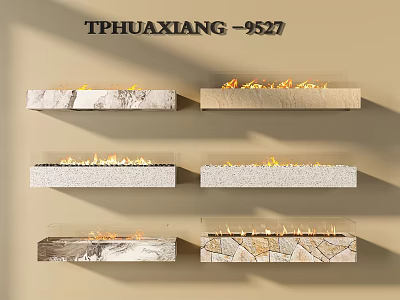 TPHUAXIANG 9527 Wall Mounted Fireplaces With Various Designs Stone Marble Textures And Flame Effects 3d model