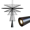 Modern Geometric Chandelier With Metal Frame Radial Structure And Light Source 3d model