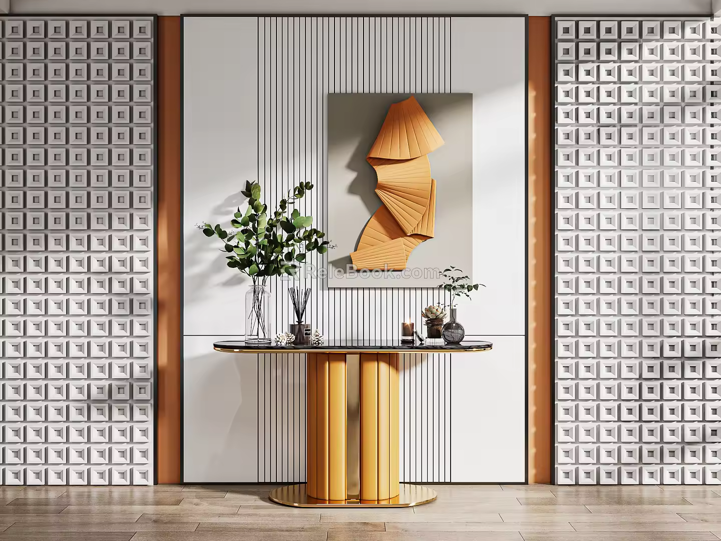 Light Luxury End View Desk 3d model