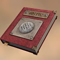Vintage Red Cover Leather Bound Book With Metal Plaque And ANTIC Word Design