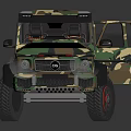Military Camouflage Off Road Vehicle With Large Wheels And Tactical Design