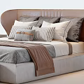 Modern Elegant Double Bed Interior With Upholstered Headboard Nightstands And Table Lamps 3d model