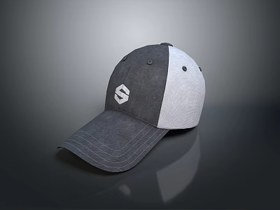 Stylish Two Tone Gray and White Baseball Cap with White Logo for Daily Use 3d model