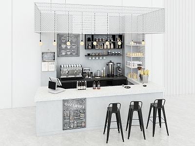 Modern Bar Cafe Front Desk Bar Desk Cashier Desk Coffee Machine Equipment 3d model