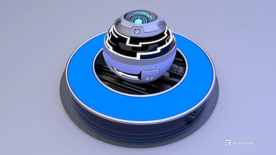 Advanced Commercial Equipment With Circular Blue Base Spherical Illuminated Structure And Control Panel 3d model