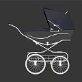 Classic Blue Baby Stroller With White Frame Wheels And Elegant Canopy Design