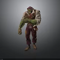 3D Fantasy Character Model Green Skinned Creature With White Shirt Red Pants Hat Tool Belt