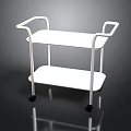 Two Tier White Utility Cart With Metal Frame And Rolling Casters