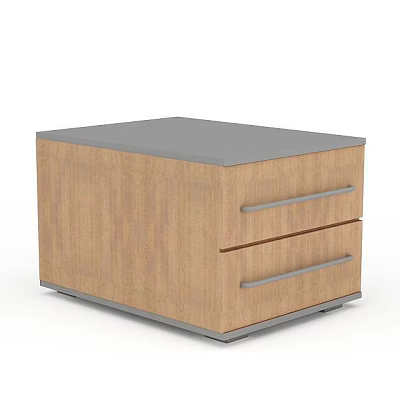 Modern Wooden Locker With Two Drawers Metal Handles And Gray Top Design 3d model