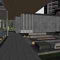 Modern Pergola Design With Wooden Ceiling Concrete Walls And Outdoor Seating