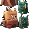 Colorful Kids Animal Design Backpacks with Tiger Crocodile Dinosaur Cartoon Faces
