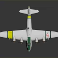 Vintage White Airplane Model With Four Propellers Yellow Green Wing Stripes And Red Logo