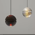 Hanging Spherical Pendant Lights With Metallic Glossy And White Textured Designs On Light Background