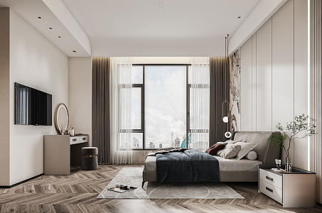 Modern bedroom Langong second floor master bedroom 3d model