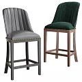Modern Gray and Green Bar Stools with Vertical Striped Backrest and Wooden Legs