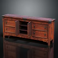 Dark Brown Traditional Wooden Storage Cabinet Featuring Drawers Carved Details And Elegant Leg Design