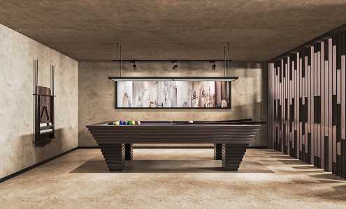 Modern billiard room home billiard room fitness room recreation room fitness equipment 3d model