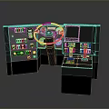 Advanced Control Panel Featuring Steering Wheel Dashboard Gauges Monitor And Control Buttons