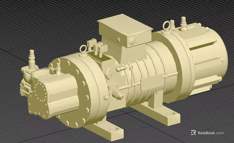 Detailed Industrial Engine 3D Model Design With Mechanical Components Mounting Brackets Cylinders And Pipes 3d model 