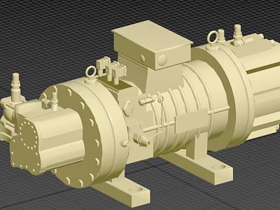 Detailed Industrial Engine 3D Model Design With Mechanical Components Mounting Brackets Cylinders And Pipes 3d model