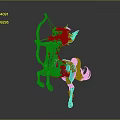 Blue Mythical Centaur Statue in Rearing Stance Holding Bow with Ornate Details